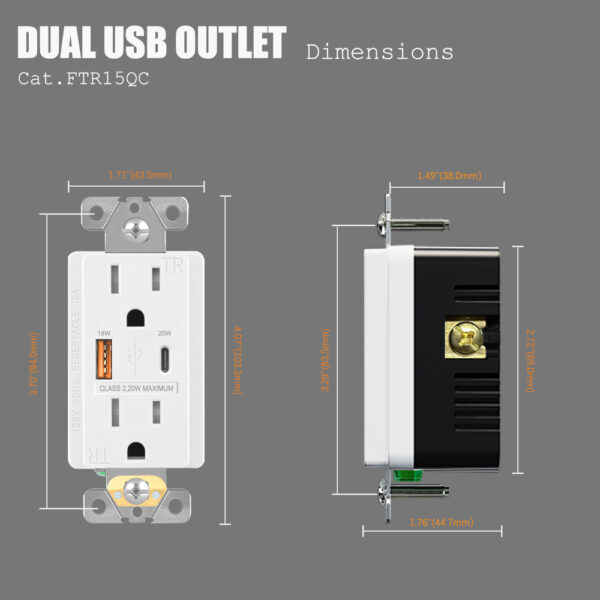 MBDT15Q – USB Outlet with Quick Charger (White)